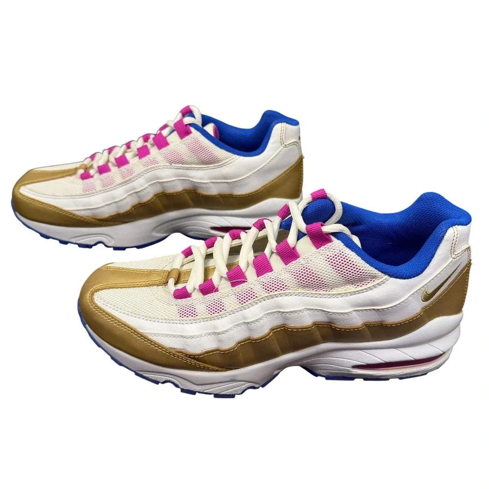 Nike Air Max 95 Gold Pink Blue Sneakers Retro Running Shoes 7Y Women‎ 8.5